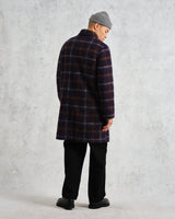 wax london Stan - Navy Check Wool Car Coat