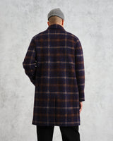 wax london Stan - Navy Check Wool Car Coat