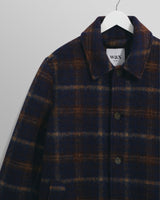 wax london Stan - Navy Check Wool Car Coat