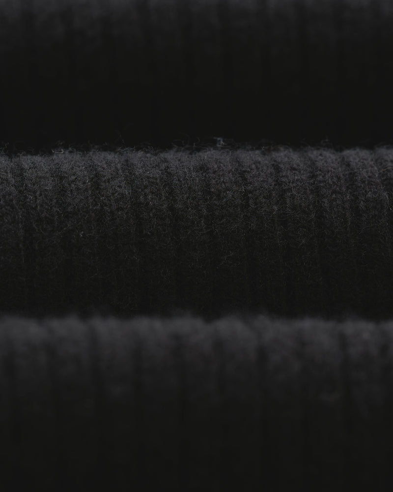 wax london Stanley - Black Rib-Knit Wool Jumper