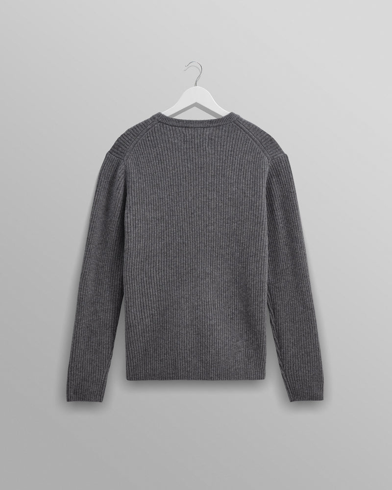 wax london Stanley - Grey Rib-Knit Wool Jumper