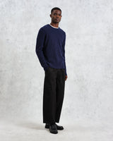 wax london Stanley - Navy Rib-Knit Wool Jumper