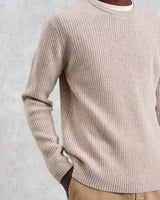 wax london Stanley - Oatmeal Rib-Knit Wool Jumper