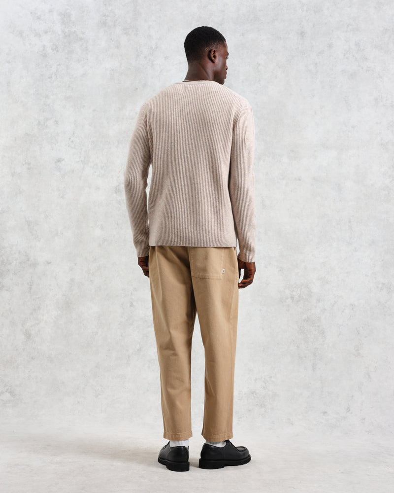 wax london Stanley - Oatmeal Rib-Knit Wool Jumper