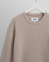 wax london Stanley - Oatmeal Rib-Knit Wool Jumper