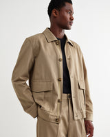 wax london men's Strand - Beige Cotton Tencel Twill Jacket