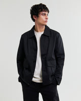 wax london men's Strand - Black Cotton Tencel Twill Jacket