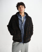 wax london men's Tate - Black And Brown Paisley Jacquard Fleece Jacket