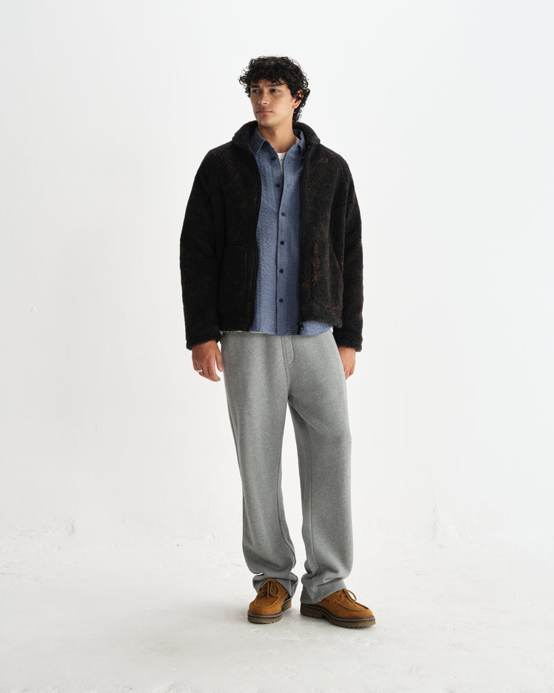 wax london men's Tate - Black And Brown Paisley Jacquard Fleece Jacket