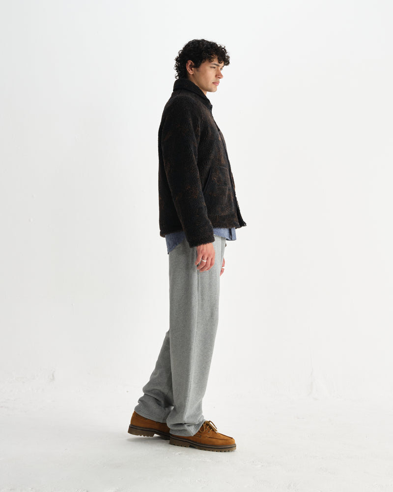wax london men's Tate - Black And Brown Paisley Jacquard Fleece Jacket