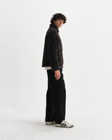 wax london men's Tate - Black And Brown Paisley Jacquard Fleece Jacket