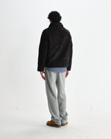 wax london men's Tate - Black And Brown Paisley Jacquard Fleece Jacket