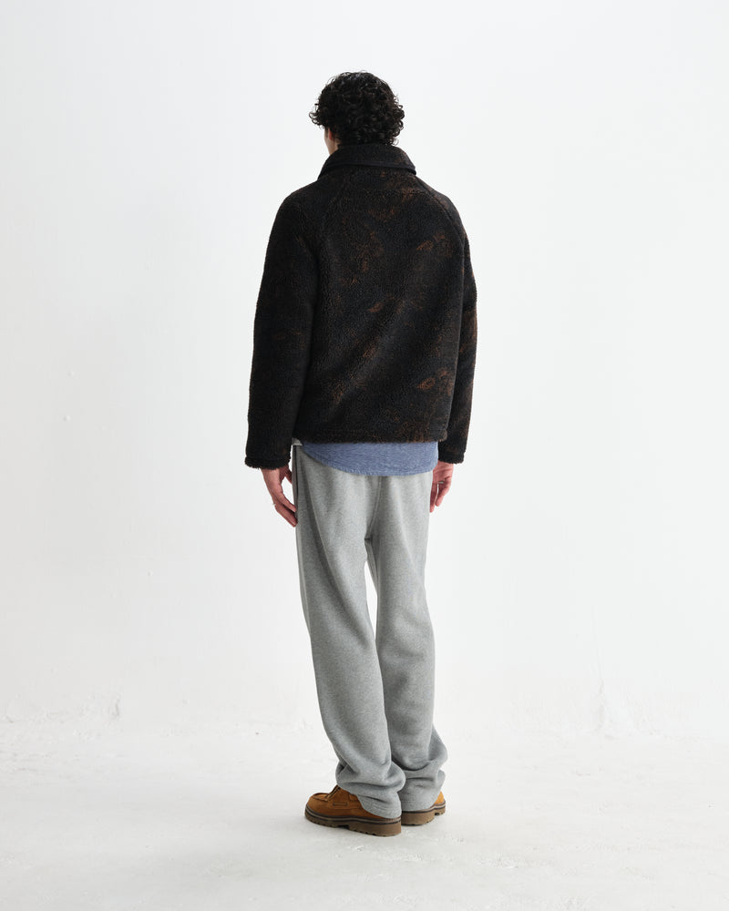 wax london men's Tate - Black And Brown Paisley Jacquard Fleece Jacket