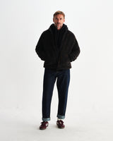wax london men's Tate - Black And Brown Paisley Jacquard Fleece Jacket