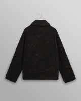 wax london men's Tate - Black And Brown Paisley Jacquard Fleece Jacket