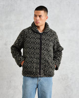 wax london Tate - Charcoal Ornate Jacquard Fleece Jacket