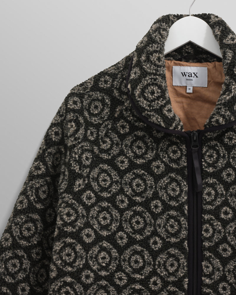 wax london Tate - Charcoal Ornate Jacquard Fleece Jacket