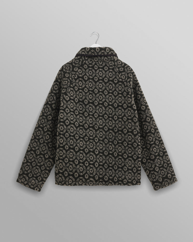 wax london Tate - Charcoal Ornate Jacquard Fleece Jacket