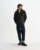 wax london men's Tate - Navy And Khaki Shapes Jacquard Fleece Jacket
