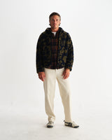 wax london men's Tate - Navy And Khaki Shapes Jacquard Fleece Jacket