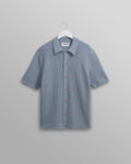 Tellaro - Blue Honeycomb Knitted Cotton Polo Shirt