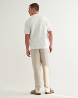 wax london men's Tellaro - Ecru Flower Jacquard Shirt