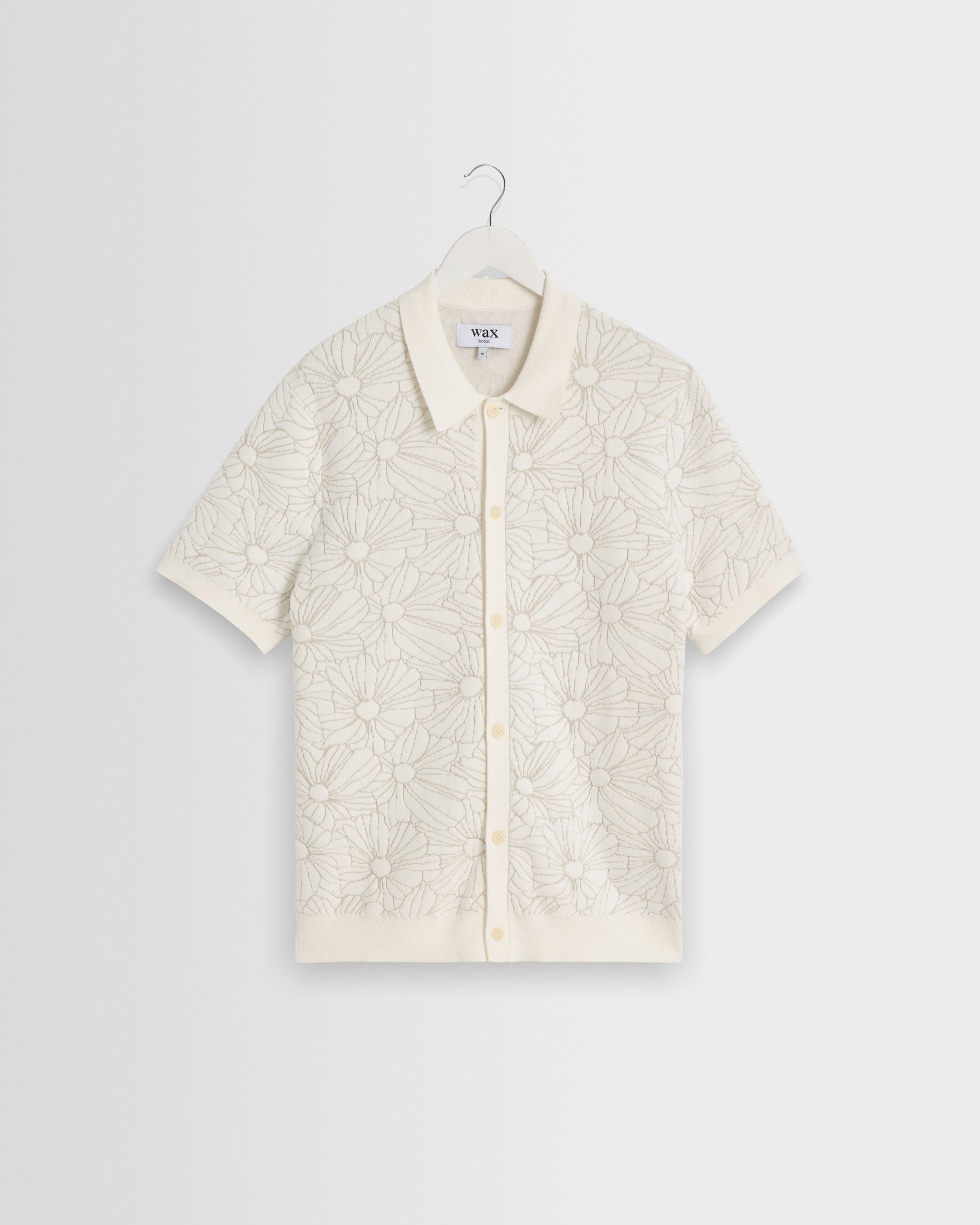 Men's Ecru Flower Jacquard Shirt | Wax London