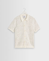 wax london men's Tellaro - Ecru Flower Jacquard Shirt