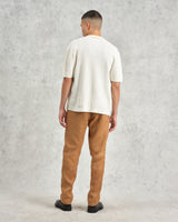 wax london Tellaro - Ecru Honeycomb Knitted Cotton Polo Shirt