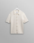 Tellaro - Ecru Honeycomb Knitted Cotton Polo Shirt