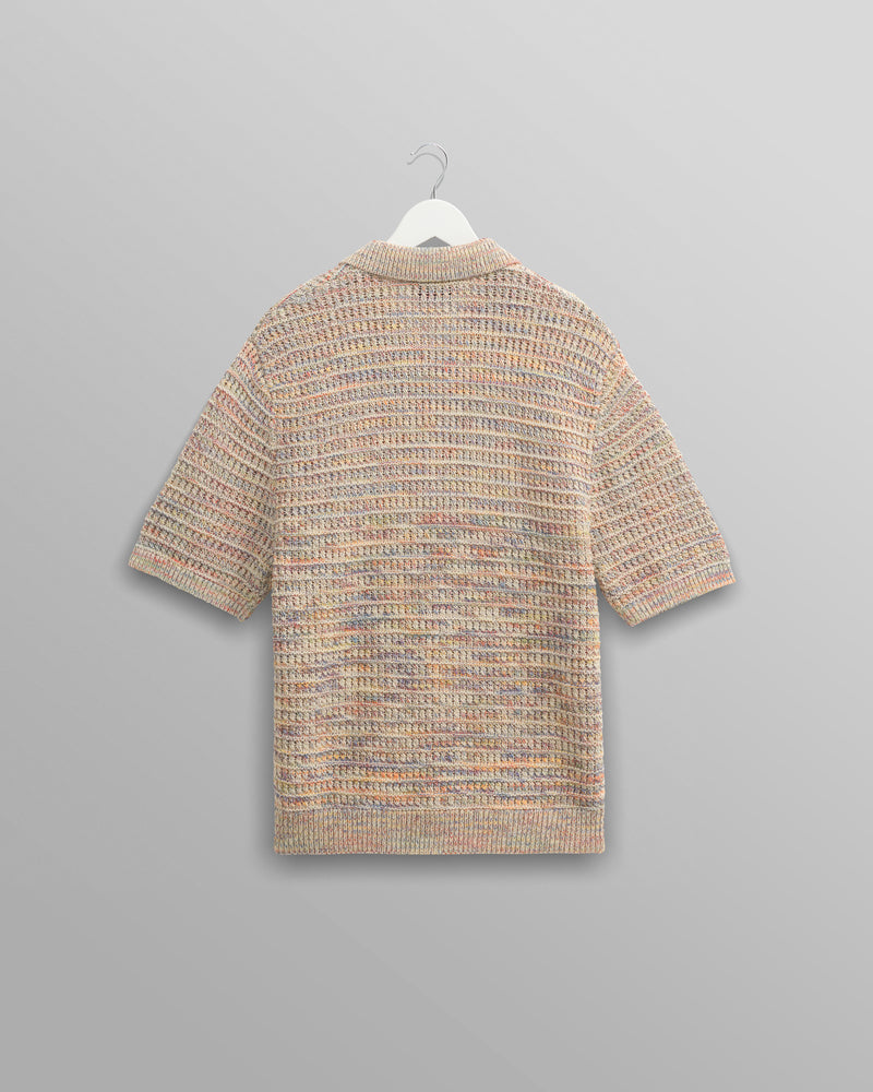 wax london Tellaro - Multicolour Twist Knitted Cotton Polo Shirt