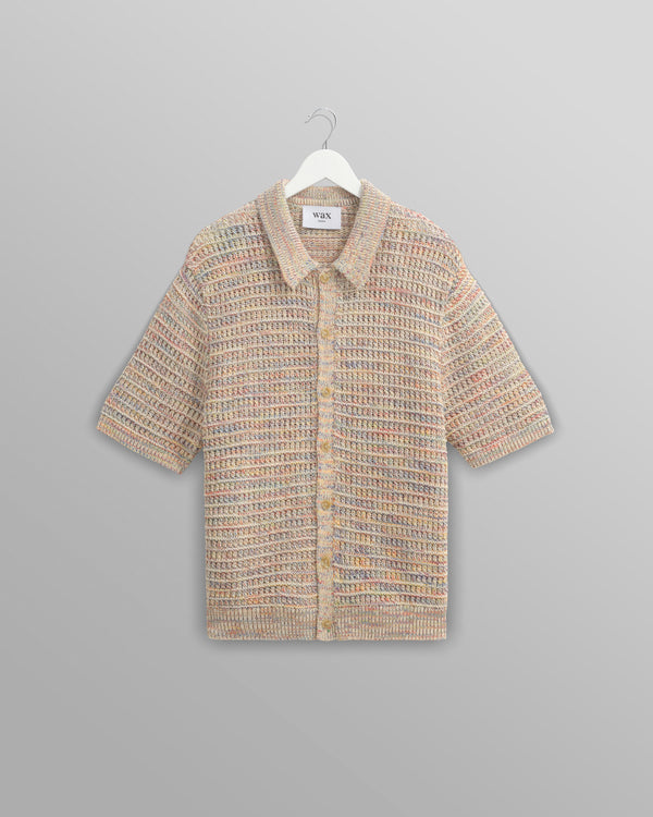 wax london Tellaro - Multicolour Twist Knitted Cotton Polo Shirt