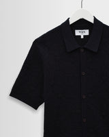 wax london men's Tellaro - Navy Flower Jacquard Shirt