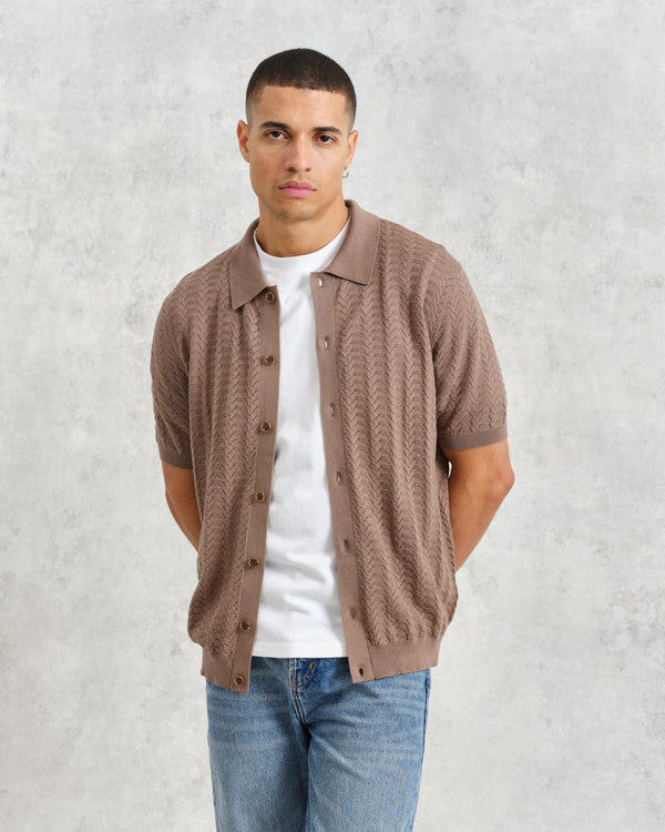 wax london Tellaro Shirt Brown Pointelle