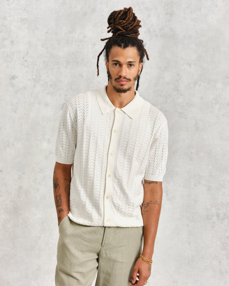 wax london Tellaro Shirt Ecru Pointelle