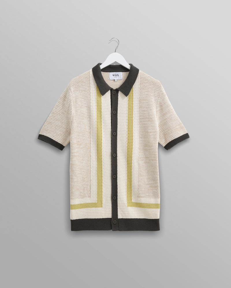 wax london Tellaro Shirt Green/Ecru Stripe