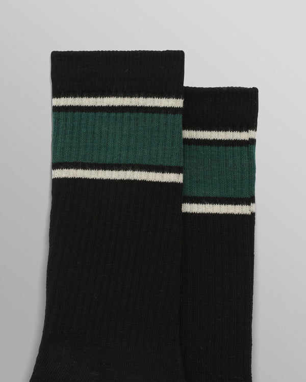 wax london Thorpe - Black And Green Running Stripe Sports Sock