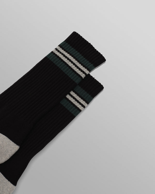 wax london men's Thorpe - Black And Grey Preppy Stripe Socks