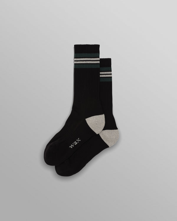 wax london men's Thorpe - Black And Grey Preppy Stripe Socks