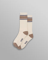 wax london Thorpe - Ecru And Beige Running Stripe Sports Sock