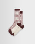 Thorpe - Ecru And Burgundy Diamond Jacquard Socks