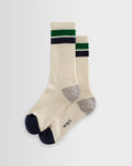 Thorpe - Ecru And Green Block Stripe Sports Socks