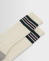 wax london men's Thorpe - Ecru And Green Preppy Stripe Socks