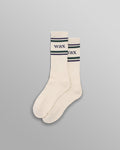 Thorpe - Ecru And Navy Branded Stripe Sports Sock