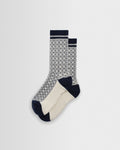 Thorpe - Ecru And Navy Diamond Jacquard Socks