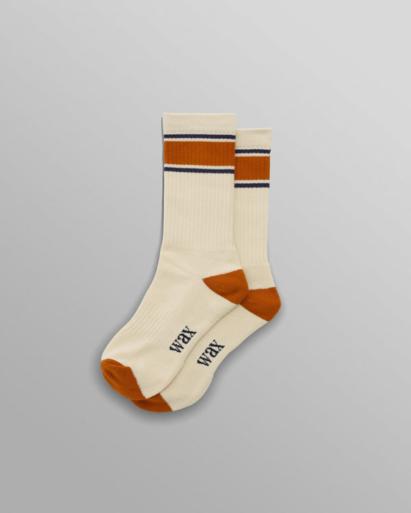 wax london men's Thorpe - Ecru And Orange Running Stripe Sports Sock