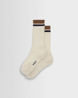wax london men's Thorpe - Ecru And Taupe Edge Stripe Socks