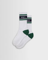 wax london men's Thorpe - White And Green Branded Stripe Socks