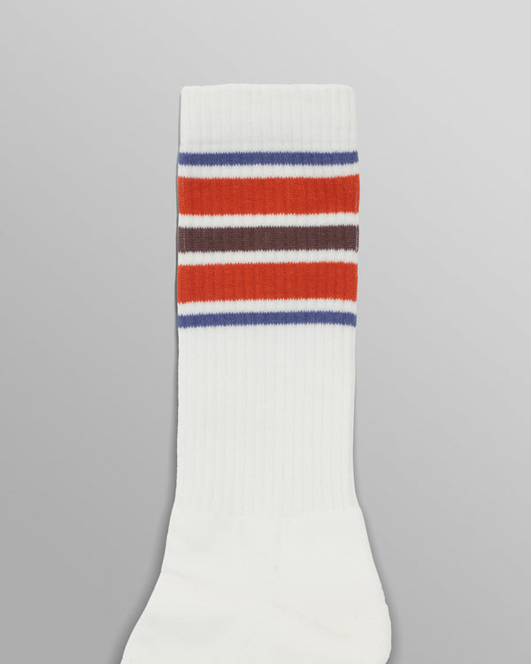 wax london men's Thorpe - White And Orange Branded Stripe Socks