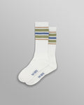 Thorpe - White And Sage Branded Stripe Socks